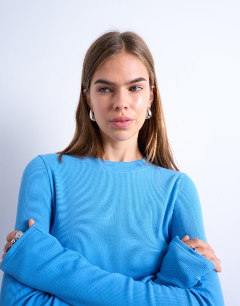 TSBEA LS RIB CURVED HEM TOP JRS NOOS