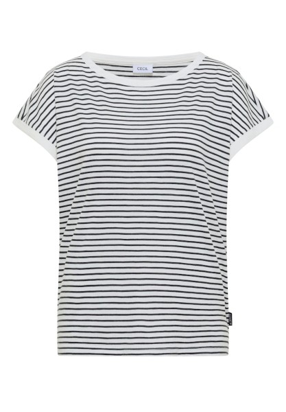 T-Shirt mit Boat Neck und Streifen