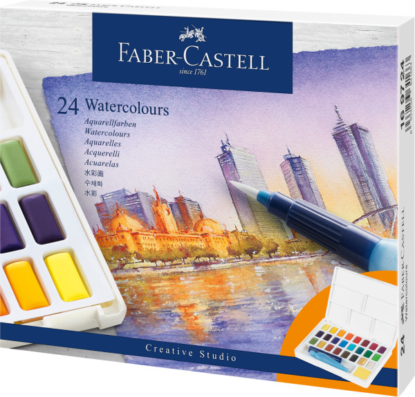 Faber-Castell 169724 Aquarellfarben in Näpfchen, 24er Etui