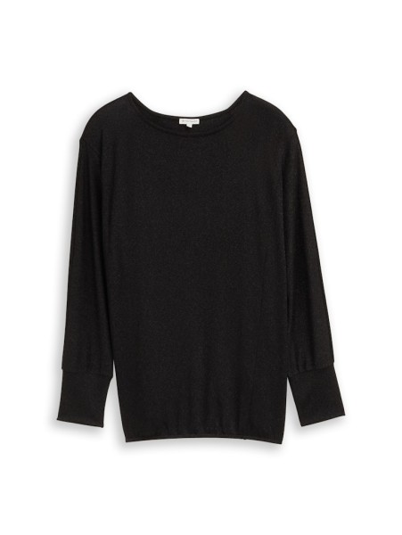 Plus Size - Loose Fit Langarmshirt mit Glitzer-Effekt