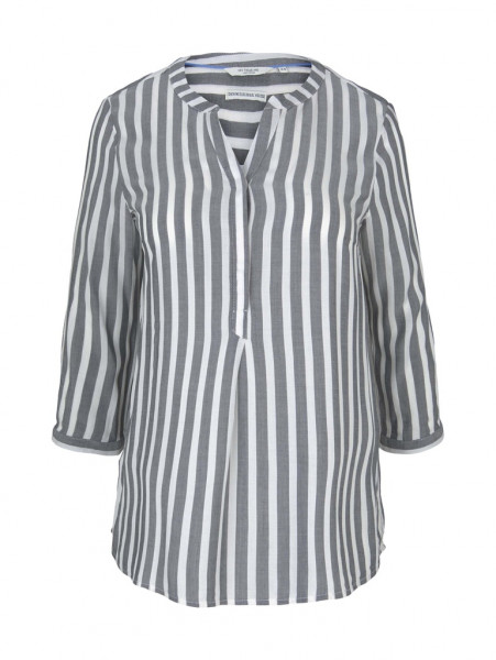 Plus - Gestreifte Henleybluse mit LENZING(TM) ECOVERO(TM)