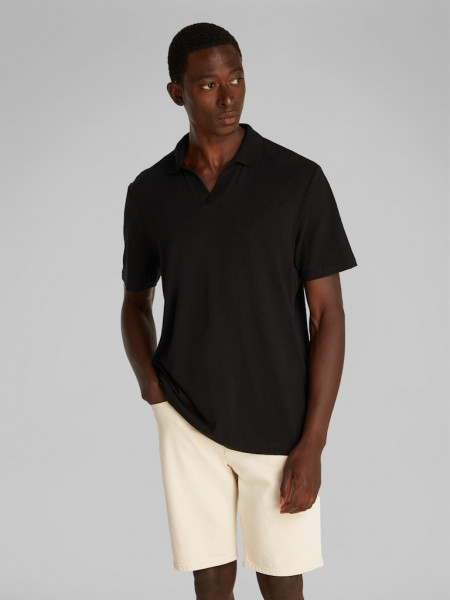 LINEN COTTON CUBAN COLLAR POLO