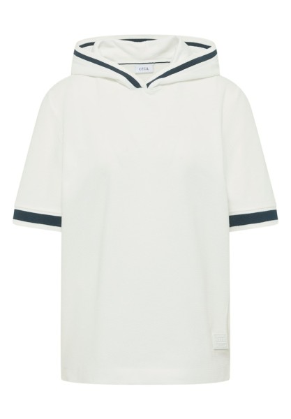 Kurzarm Shirt mit Kapuze und Rippdetails