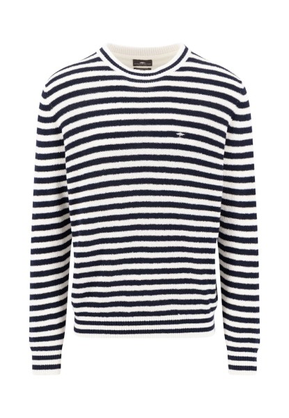 O-Neck, striped, bouclé