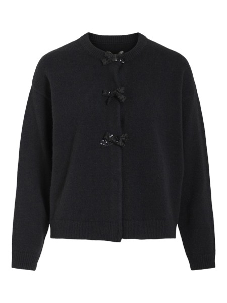 VIBRIANNA O-NECK L/S BOW KNIT CARDIGAN