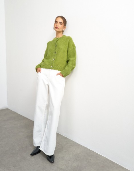 TSFLORA KNITTED BOXY RIB CARDIGAN KNT