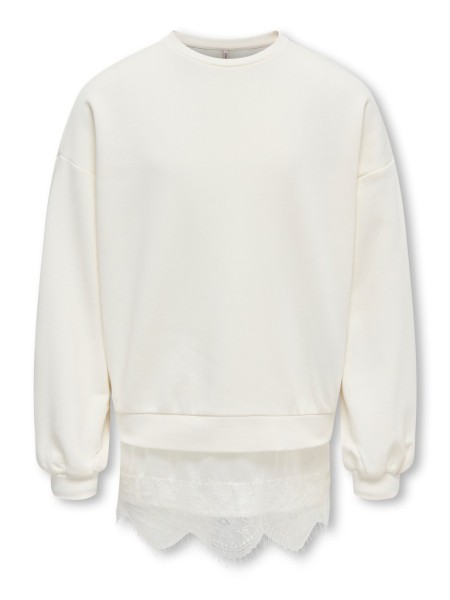 KOGSWANNA LS CREW SATEEN LACE BRU EX SWT