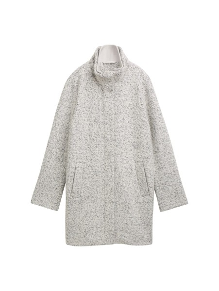 Bouclé Wollmantel mit Stehkragen