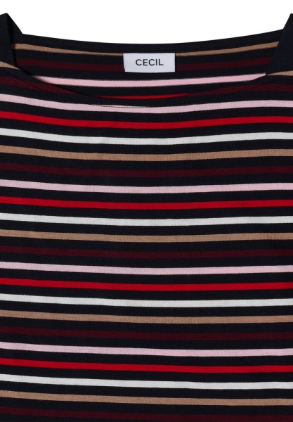 3/4-Arm Shirt mit Boat Neck und Streifen