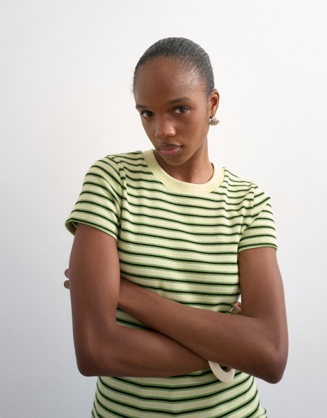 TSSALLY SS STRIPE RIB SHORT TEE JRS