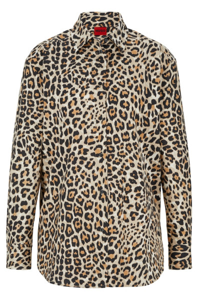 BOSS Damen Bluse mit Leo-Print THE BOYFRIEND SHIRT