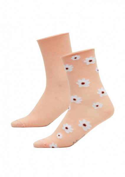 Junior silky touch flower Ankle Socks 2p