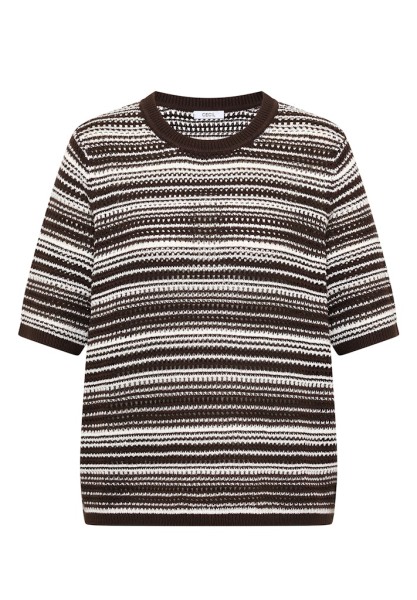 Kurzarm Pullover mit Rundhals und Streifen