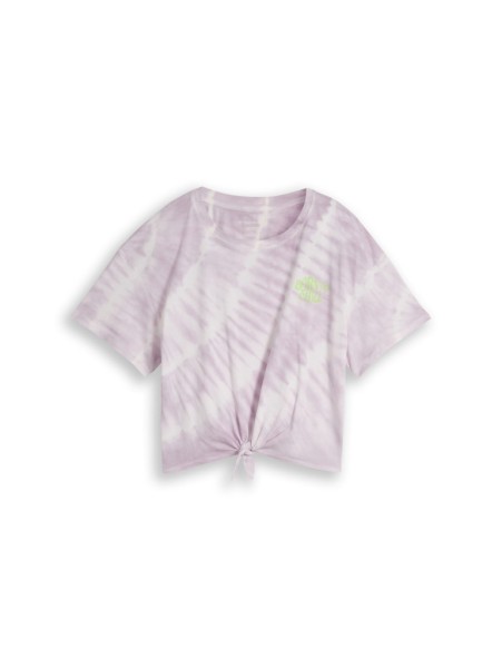 Cropped Batik T-Shirt mit Knoten-Detail