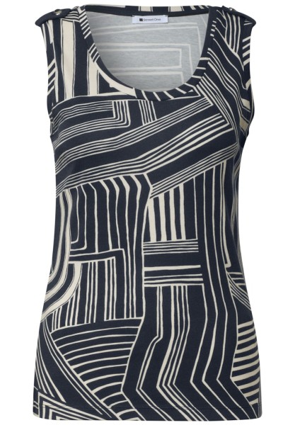 Top mit V-Neck und Knopfdetail