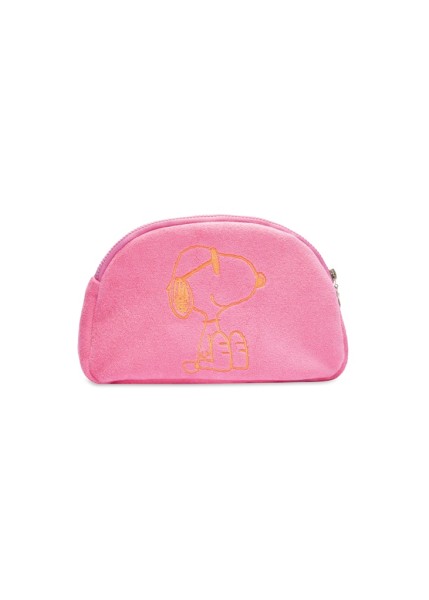 Frottee-Kosmetiktasche aus Baumwolle mit Snoopy-Stickerei