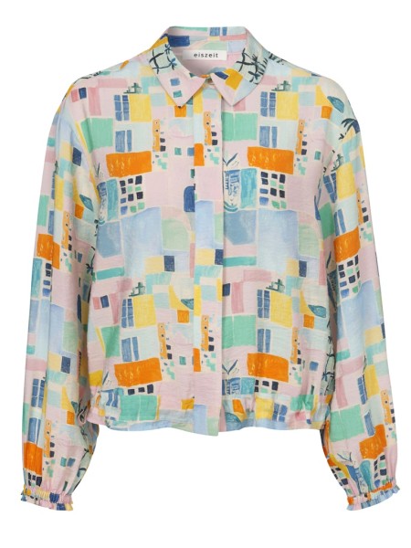 Bluse Hemdkragen 1/1 Arm Druck