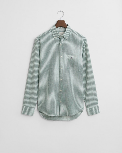 Regular Fit Baumwoll Leinen Hemd mit Streifen