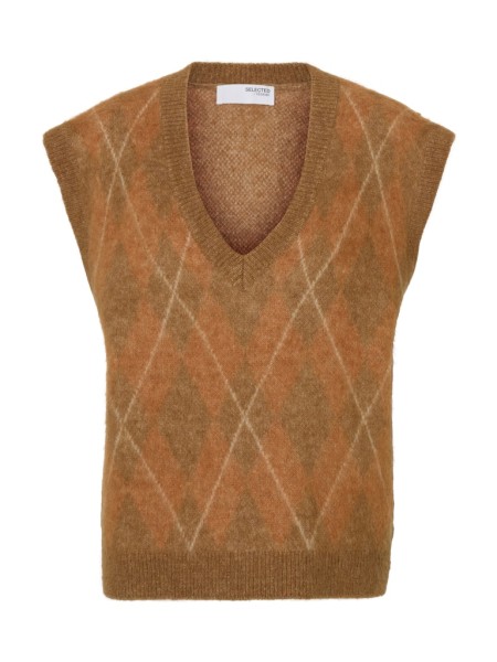 SLFLULU BRUSHED ARGYLE KNIT VEST