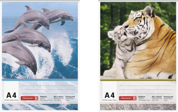 Brunnen Malblock (A4, 70 g/m², 100 Blatt, kopfverleimt) nicht perforiert, keine Auswahl möglich, 1 B