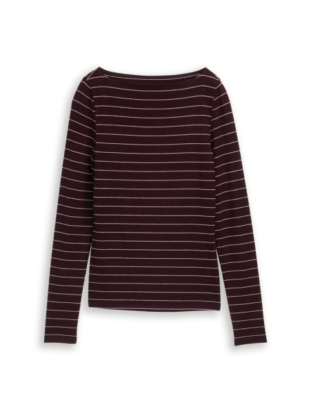 Slim Fit Langarmshirt mit U-Boot-Ausschnitt