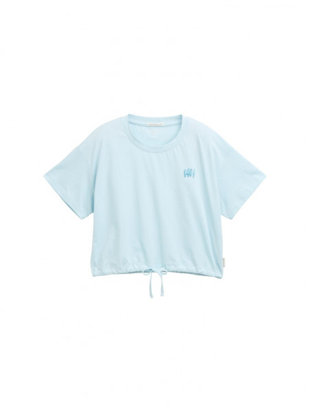 Cropped T-Shirt mit Kordelzug