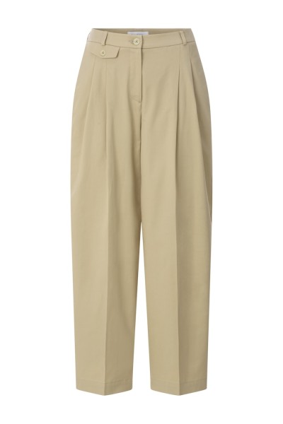 Cotton barrel pants with pleats