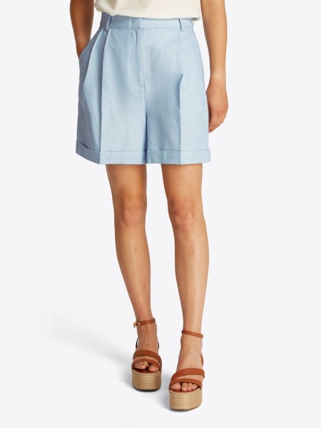 LINEN MIX PLEATED SHORT