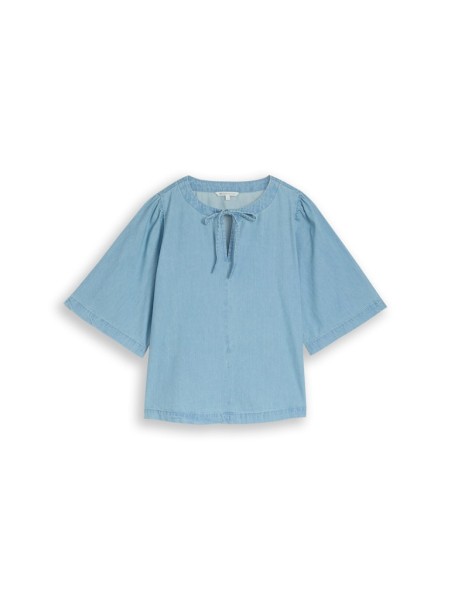 Jeansbluse mit Schleifen-Detail
