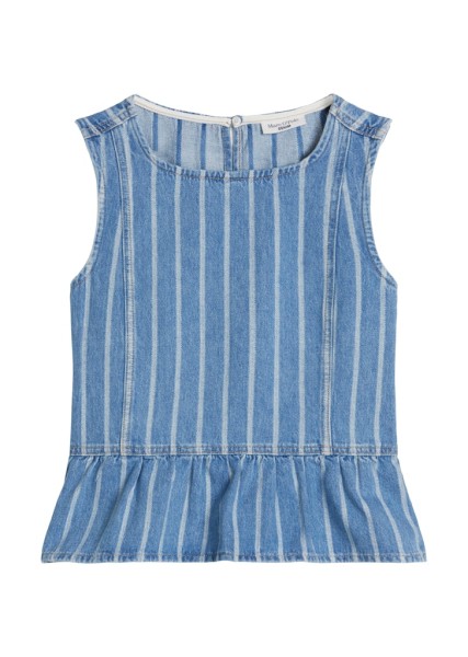 Gestreifte Jeans-Volant-Bluse relaxed