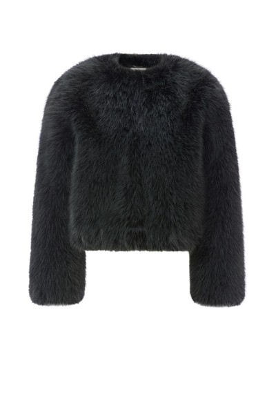 Cropped Racoon Faux Fur Jacket
