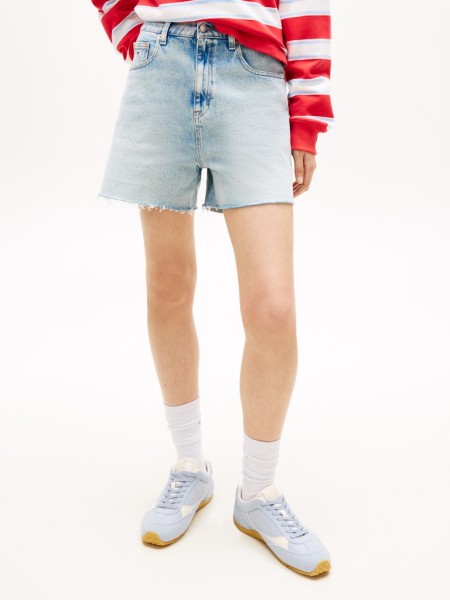 Faded Straight Leg Mom Denim Shorts