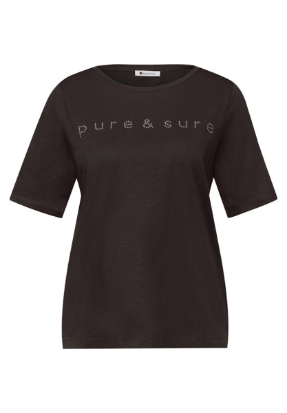 T-Shirt mit Rundhals und Schmucksteinen