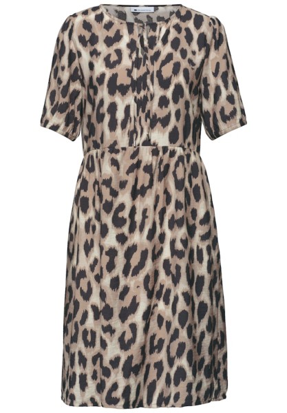 Knielanges Kleid mit Split Neck und Print