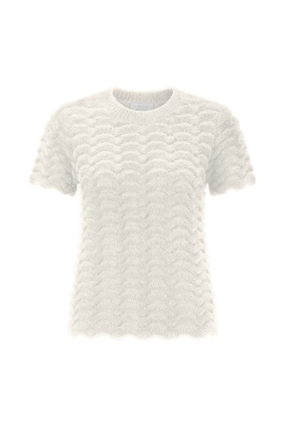 Short Sleeve Crew neck zig zag Yarn Mix