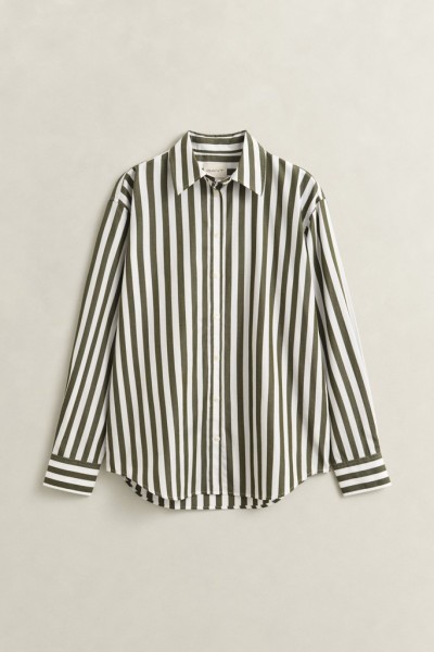 Relaxed Fit Popeline Bluse mit Streifen