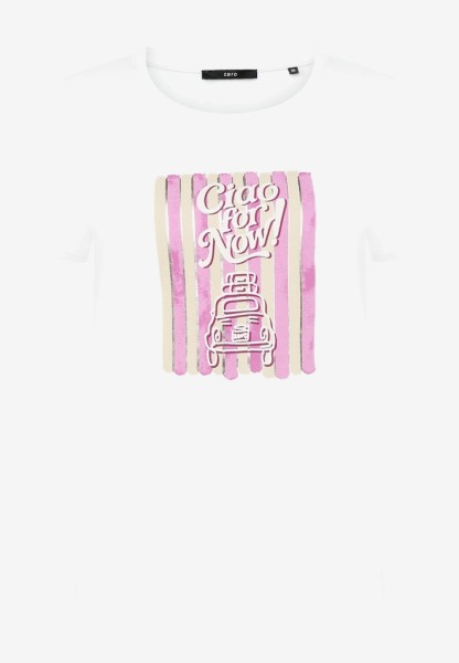 Print-T-Shirt mit Glitzerdetails