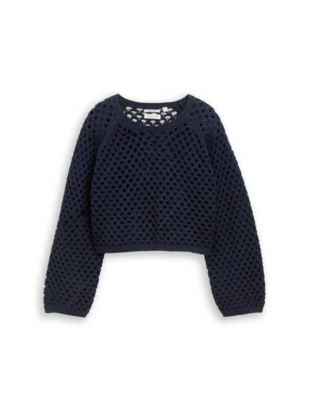 Cropped Strickpullover mit Lochmuster
