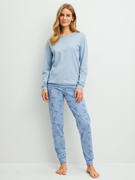 DAMEN Pyjama mit Bündchen