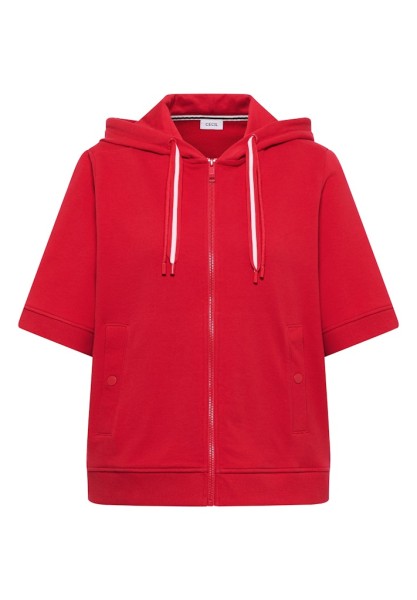 Kurzarm Sweatjacke mit Kapuze