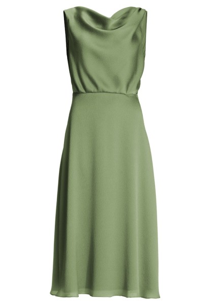 Cocktailkleid aus gehämmertem Satin mit Wasserfall Ausschnitt