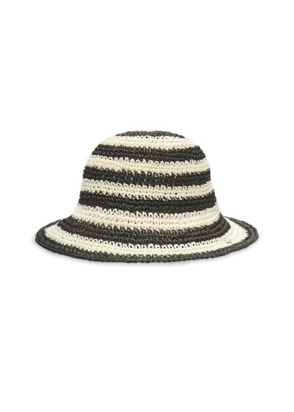 Bucket Hat aus Stroh mit Streifenmuster