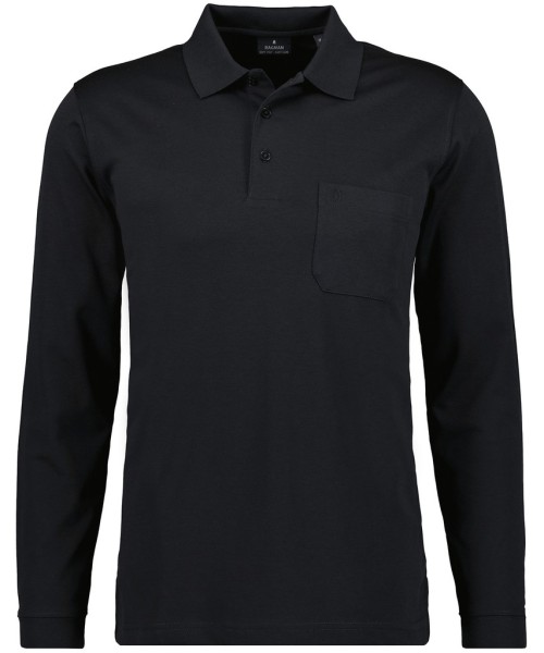 Softknit-Poloshirt mit Brusttasche, Langarm