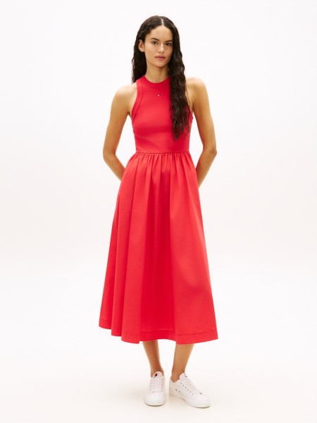 Slim Poplin Tank Top Maxi Dress
