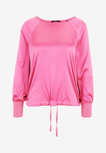 Satinbluse mit Strickbündchen