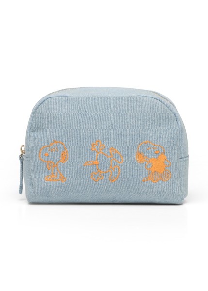 Peanuts™ Kosmetiktasche aus Denim mit SNOOPY-Stickerei