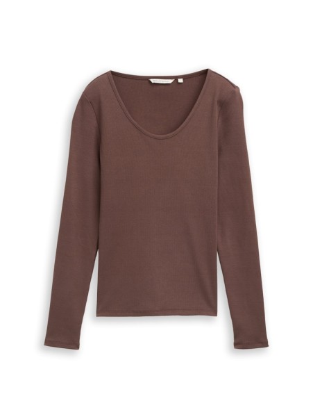 Slim Fit Langarmshirt mit Rippstruktur