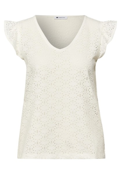 Top mit V-Neck und Lochspitze