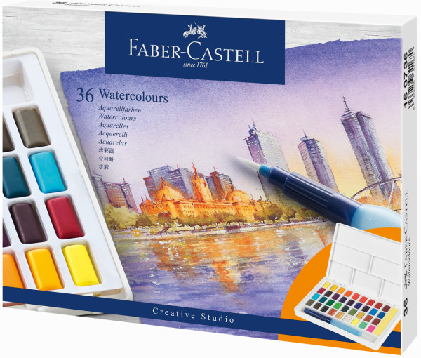 Faber-Castell 169736 Aquarellfarben in Näpfchen, 36er Etui
