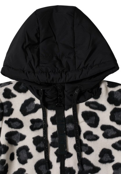 Jacke mit Wollanteil und Leo-Muster
